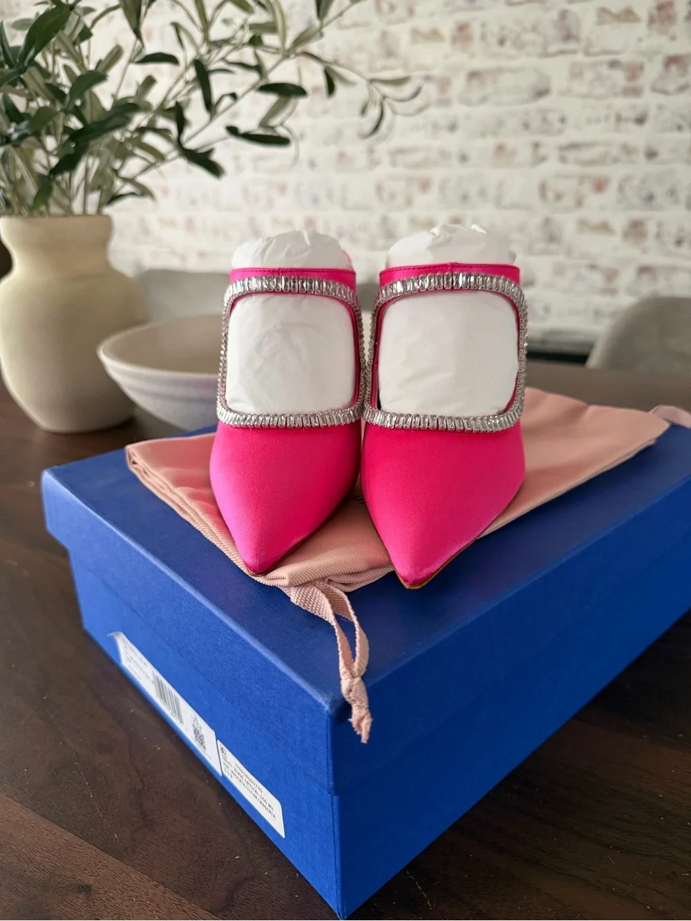 Stuart Weitzman satin mules